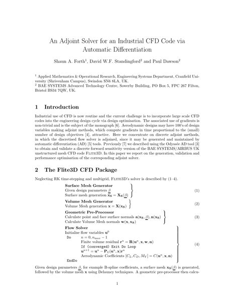 Download An Adjoint Solver For An Industrial Cfd Code Via Automatic 