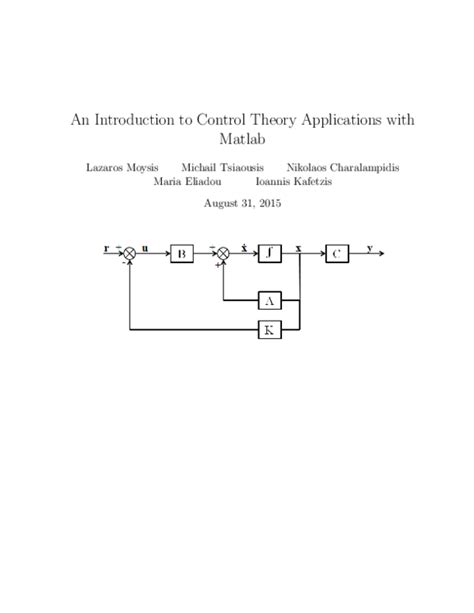 Read Online An Introduction To Control Theory Applications With Matlab 