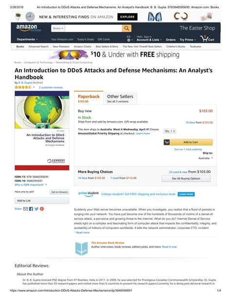 An Introduction to DDoS Attacks and Defense Mechanisms: An Analyst's Handbook