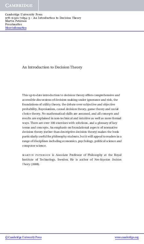 Full Download An Introduction To Decision Theory 