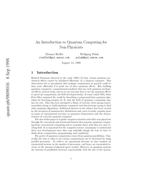 Read An Introduction To Quantum Computing For Non Physicists 