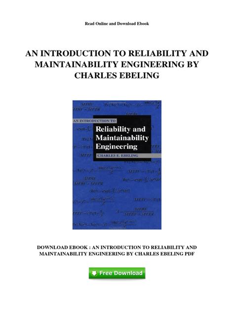 Read Online An Introduction To Reliability And Maintainability Engineering Free Download 