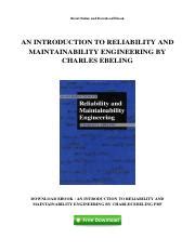 Read An Introduction To Reliability And Maintainability Engineering Pdf Download 