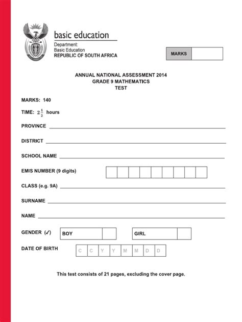 Full Download Ana Mathematics Grade 9 2014 June Papers 