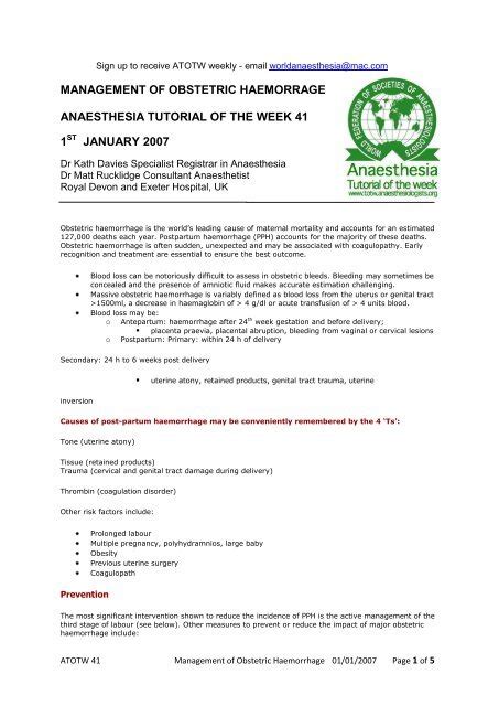 Anaesthesia Tutorial Of The Week 220 Frca