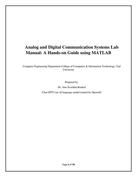 Analog Communication Lab Manual Using Matlab