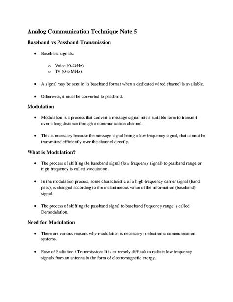 Analog Communication Technique Lecture Notes All Chapter