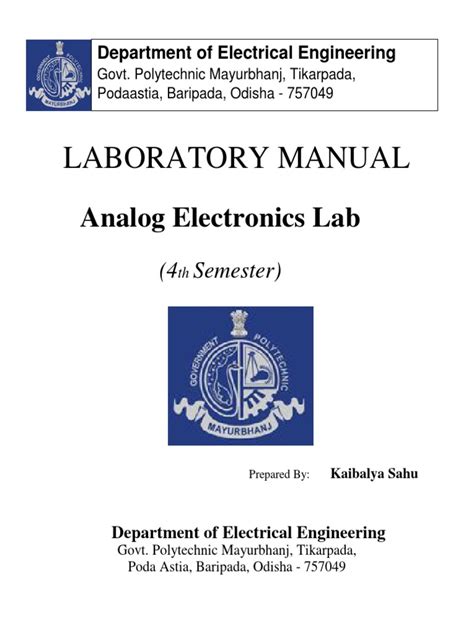 Analog Electronics Lab Manual