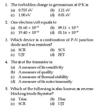Analog Electronics Objective Type Questions Answers
