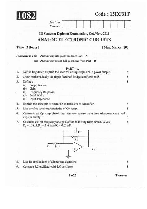 Download Analog Electronics Diploma Question Papers 