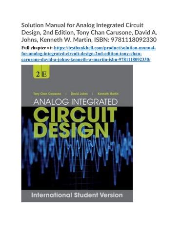 Full Download Analog Integrated Circuit Design Carusone Solutions 