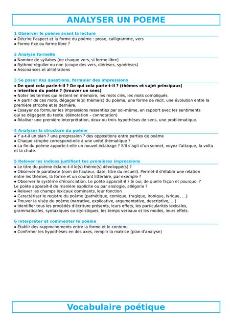 Analyse De Poemes