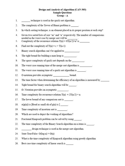 Analysis And Design Algorithm Questions With Answers