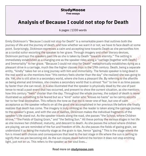 Analysis Because I Could Not Stop For Death