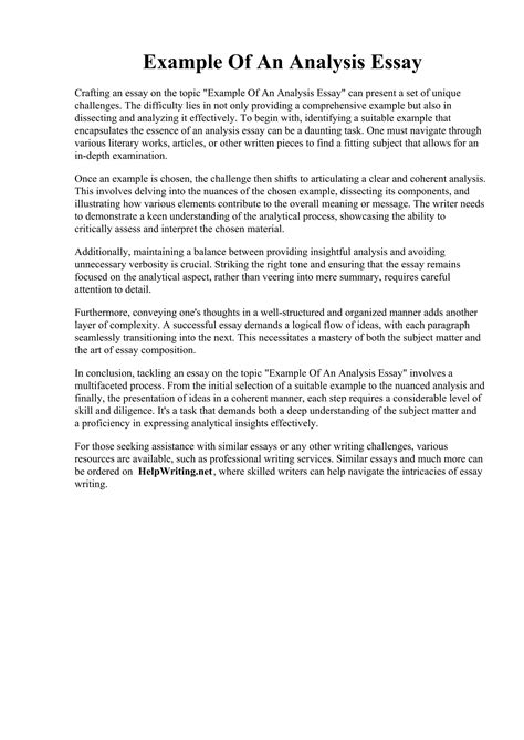 Analysis Essay Example