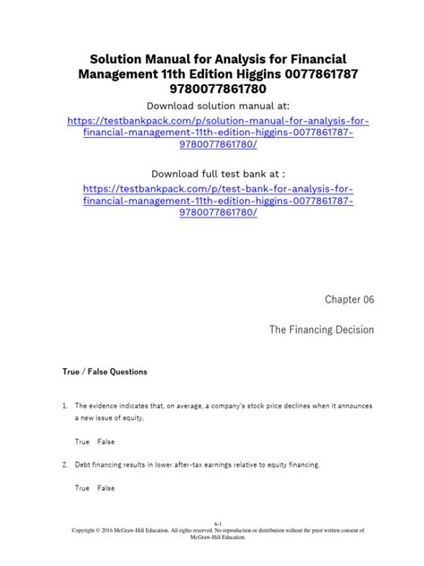 Analysis For Financial Management 11th Edition