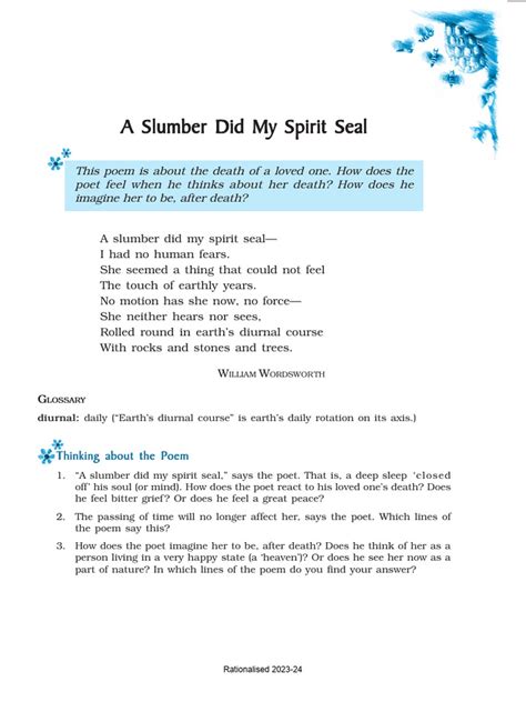 Analysis Of A Slumber Did My Spirit Seal