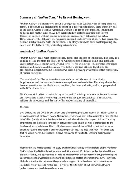 Analysis Of Indian Camp