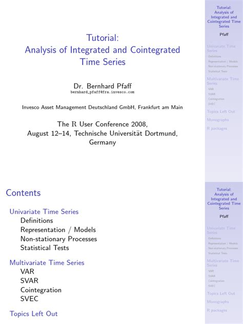 Analysis Of Integrated And Cointegrated Time Series With R Use R