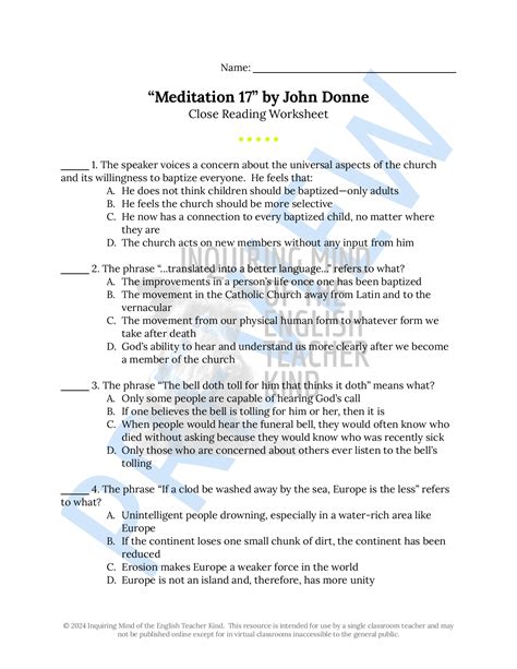 Analysis Of Meditation 17