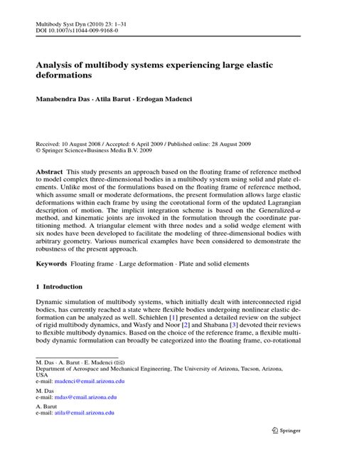 Analysis Of Multibody Systems With Exible Plates Using