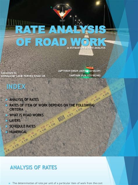 Analysis Of Rate For Road Work Morth