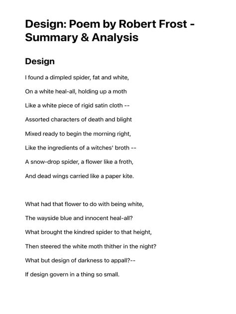 Analysis Of Robert Frostx27s Design