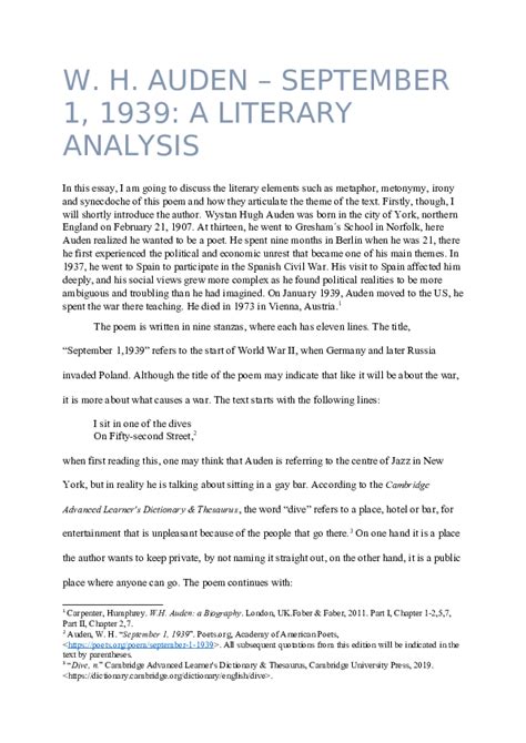 Analysis Of September 1 1939