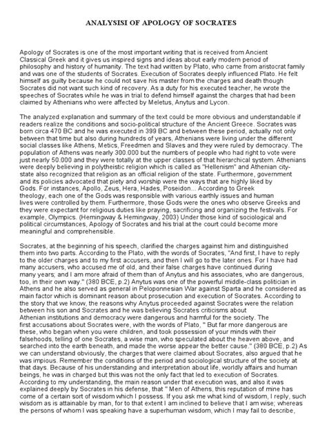 Analysis Of Socrates Apology