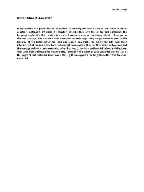 Analysis Of The Lovesong Of J Alfred Prufrock