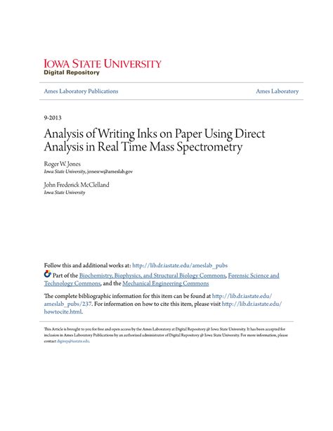 Analysis Of Writing Inks On Paper Using Direct Analysis In