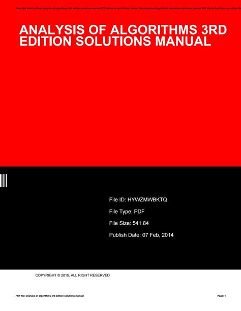 Download Analysis Of Algorithms 3Rd Edition Solutions Manual 