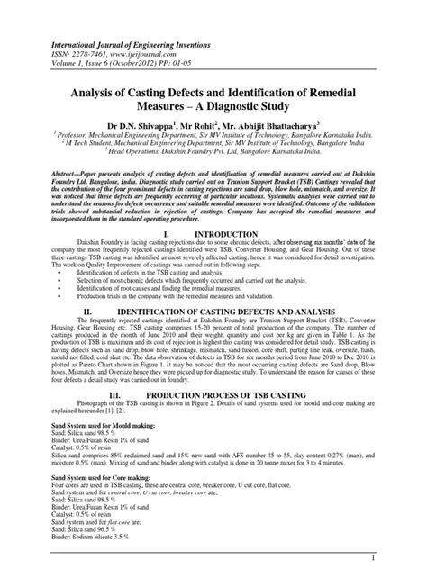 Read Analysis Of Casting Defects And Identification Of Remedial 