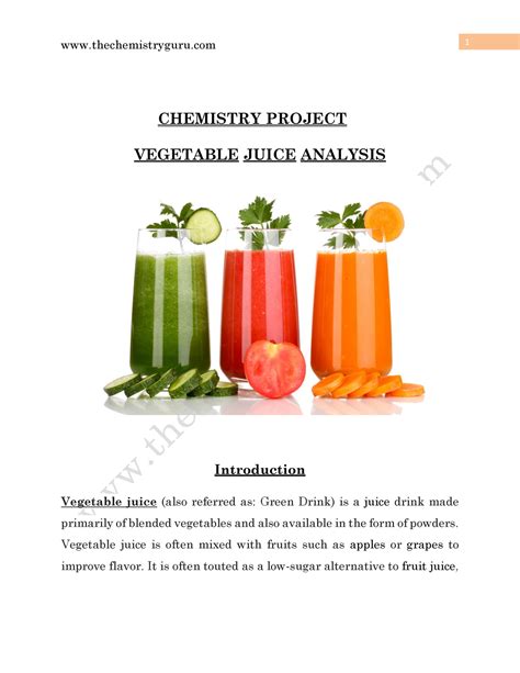 Read Online Analysis Of Fruit And Vegetable Juices For Their Acidity Project 