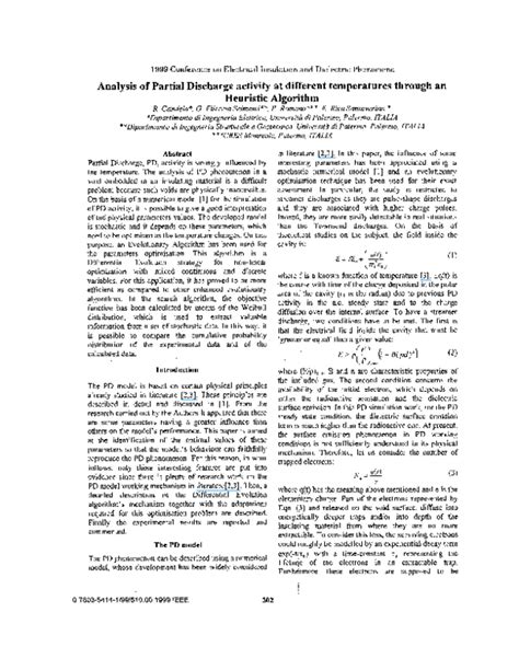 Read Online Analysis Of Partial Discharge Activity At Different 