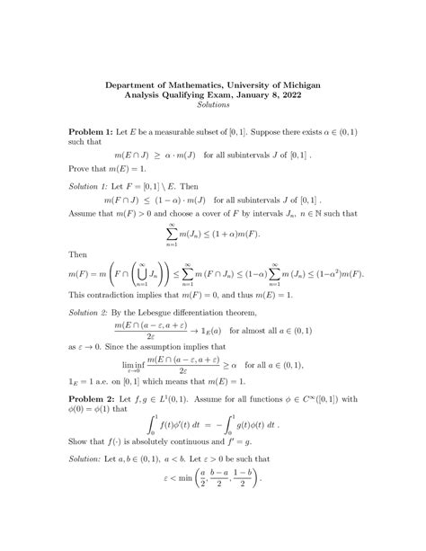 Read Analysis Qualifying Exam Solutions 