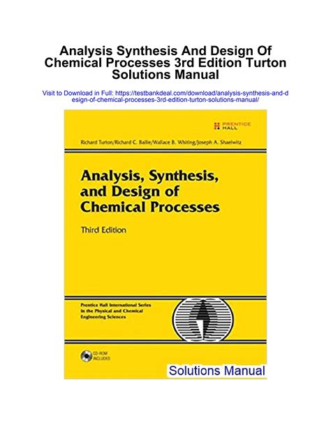 Read Online Analysis Synthesis And Design Of Chemical Processes 3Rd Edition Free 