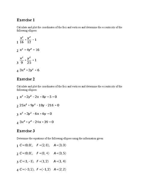 Analytic Geometry Ellipse Problems With Solution