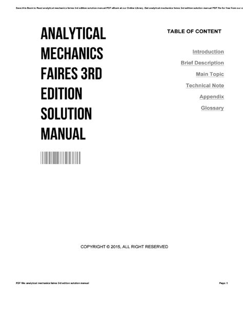 Analytical Mechanics Faires Solution