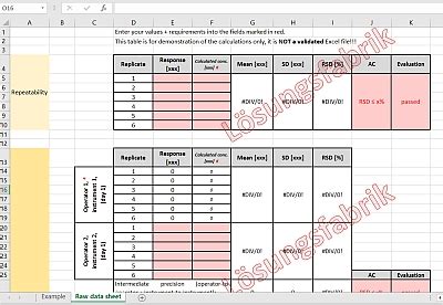 Analytical Method Validation Excel Sheet