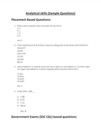 Download Analytical Skills Test With Answers 