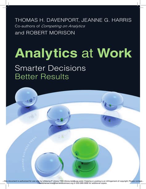 Analytics At Work Smarter Decisions Better Results Thomas H Davenport