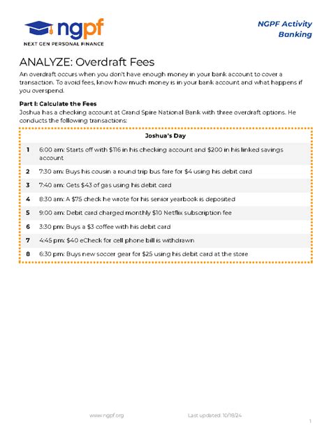 Analyze Overdraft Fees Answer Key