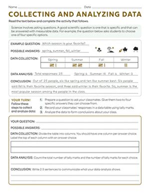 Analyzing Data Student Activity Sheet 6 Answers