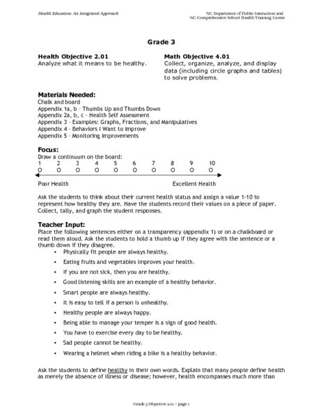 Analyzing Health Lesson Plan For 3rd Grade Lesson Health Lesson For 3rd Grade - Health Lesson For 3rd Grade