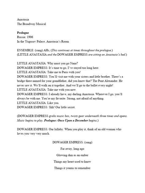 Anastasia Broadway Script