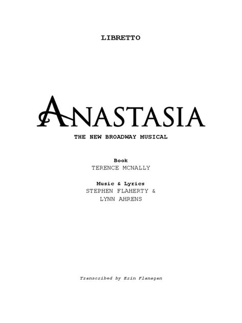 Anastasia Libretto
