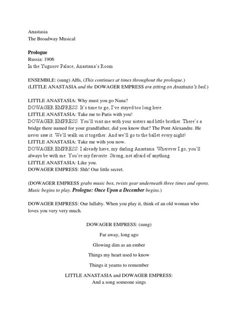 Anastasia Musical Script