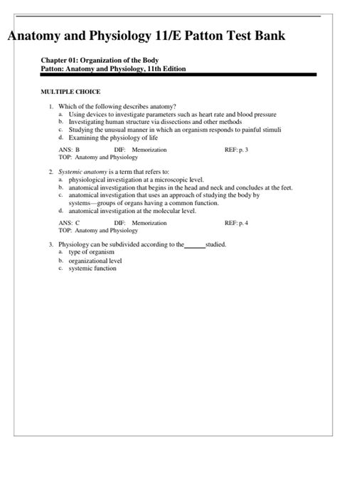 anatomy and physiology patton answer key
