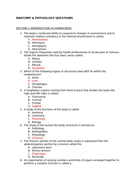 Anatomy And Physiology Question Answer